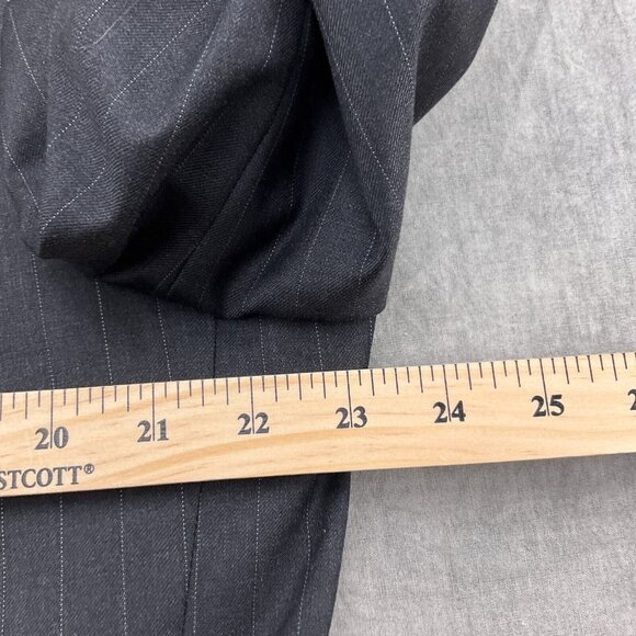 Jos A Bank Blazer Men 44R Gray Chalk Stripe Signature Gold Wool Classic Jacket - Picture 4 of 12